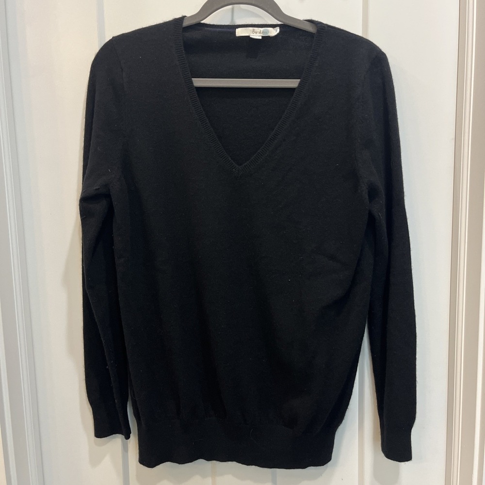 Boden Women's Solid Black 100% Cashmere Knit V Neck Sweater Womens Size M - Picture 1 of 6